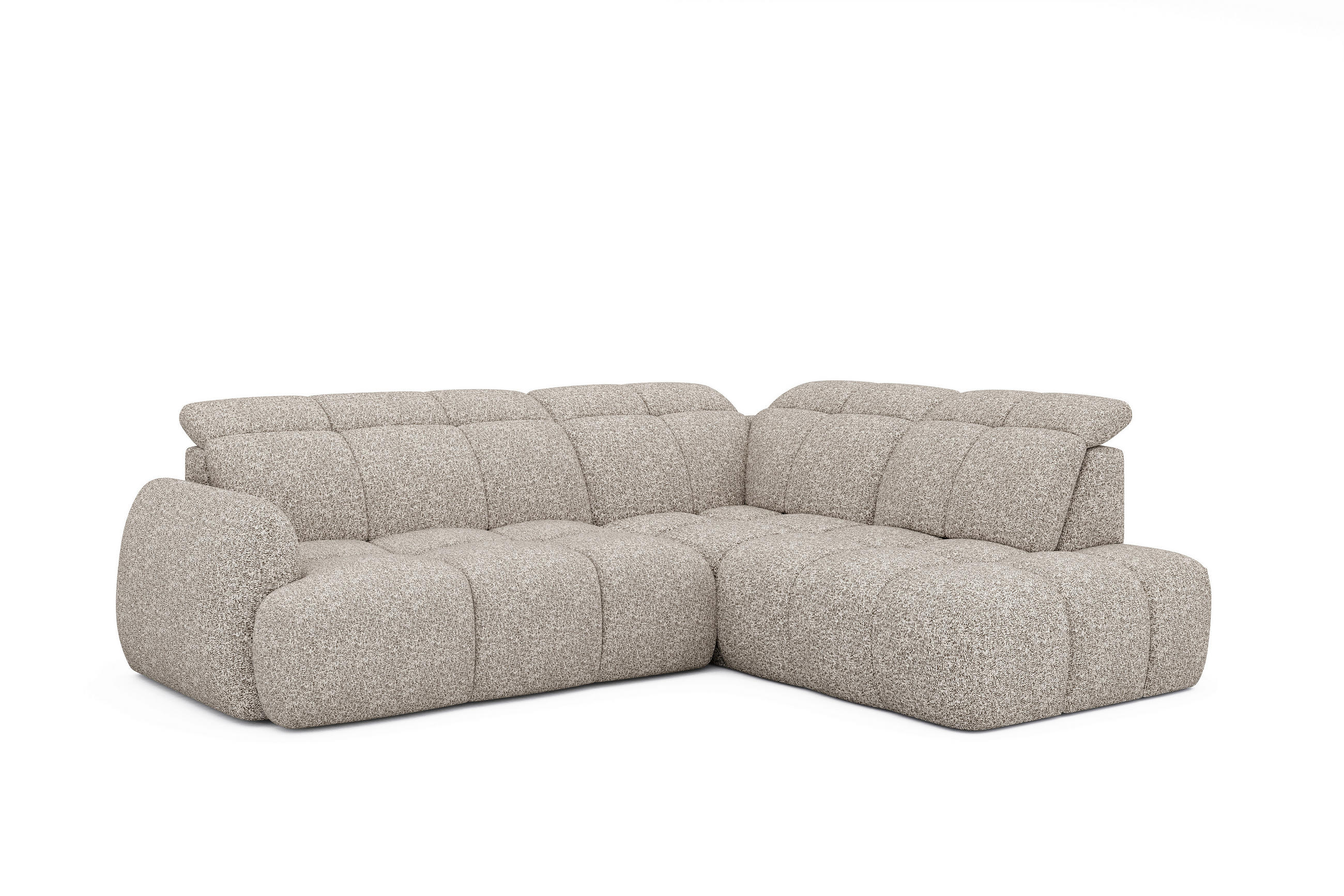 ECKSOFA Beige Webstoff Bettkasten, Schlaffunktion, Rücken echt, Kopfteilverstellung, Sitzvorzug  - Beige/Schwarz, Design, Kunststoff/Textil (275/230cm) - Welnova