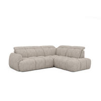 ECKSOFA Beige Webstoff Bettkasten, Schlaffunktion, Rücken echt, Kopfteilverstellung, Sitzvorzug  - Beige/Schwarz, Design, Kunststoff/Textil (275/230cm) - Welnova