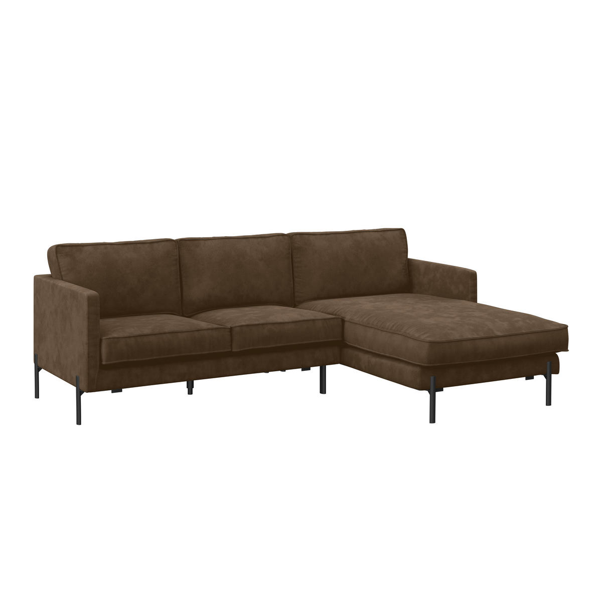 ECKSOFA Flachgewebe Braun  - Schwarz/Braun, Trend, Textil/Metall (232/154cm) - Livetastic