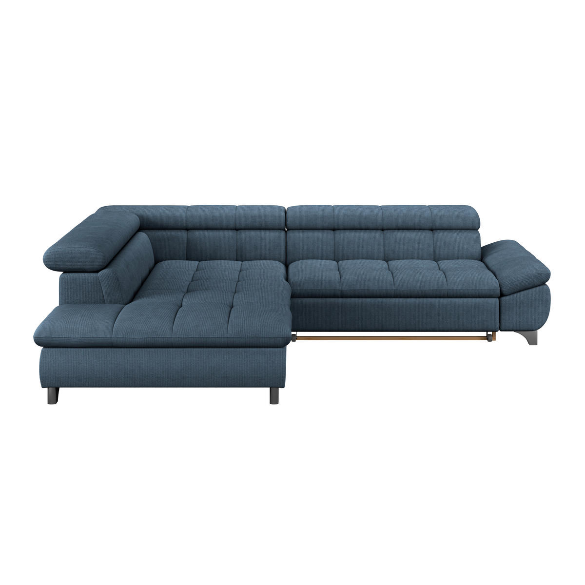 ECKSOFA Dunkelblau Chenille  - Chromfarben/Dunkelblau, KONVENTIONELL, Textil/Metall (234/312cm) - Livetastic