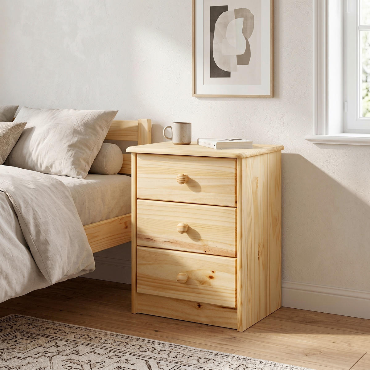 KOMMODE , 43/57/35 cm, 3 Schublade(n)  - Naturfarben, Natur, Holz (43/57/35cm) - Livetastic