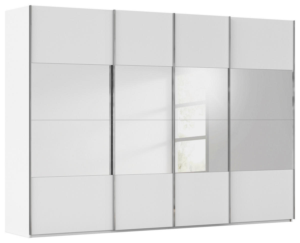 SCHWEBETÜRENSCHRANK 316/235/68 cm 4-türig Weiß  - Chromfarben/Weiß, Design, Holzwerkstoff/Metall (316/235/68cm) - Novel