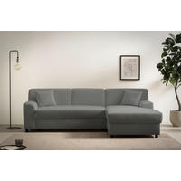 ECKSCHLAFSOFA  CAPRI 2 Dunkelgrau Mikrofaser  - Dunkelgrau/Schwarz, Basics, Kunststoff/Textil (241/146cm) - MID.YOU
