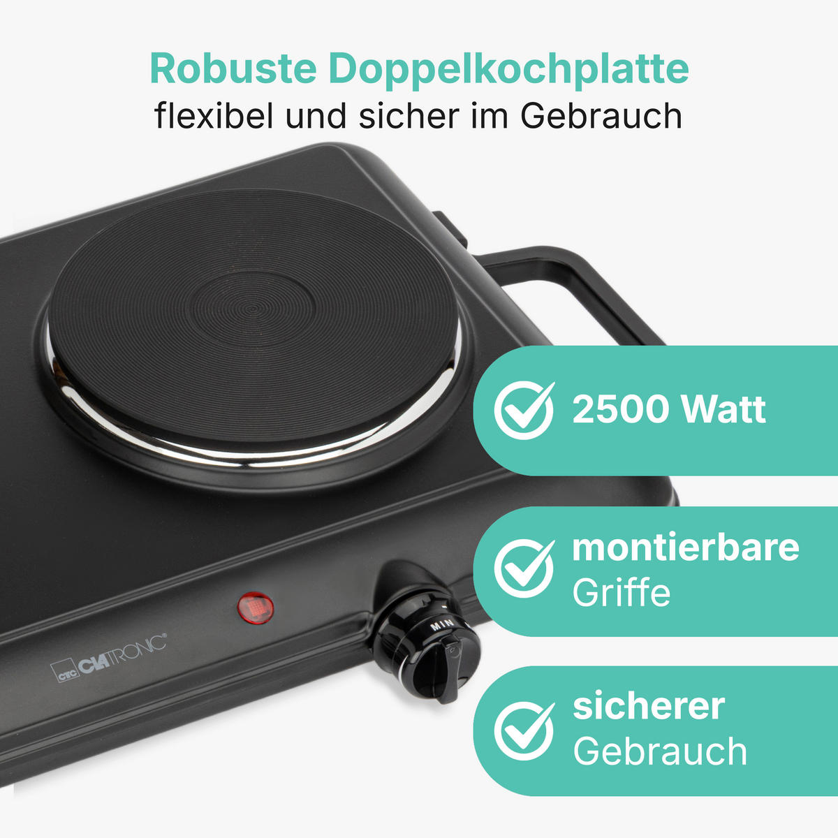 DOPPELKOCHPLATTE  - Schwarz, Trend, Metall (56,0/8,0/28,0cm) - Clatronic