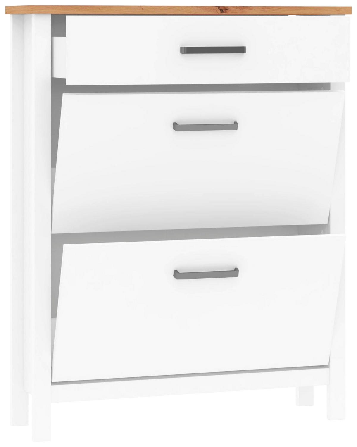 ORMARIĆ ZA OBUĆU  bijela, hrast Artisan  drvni materijal     - bijela/srebrne boje, Romantično / ladanjski, drvni materijal/metal (103/129/45cm)