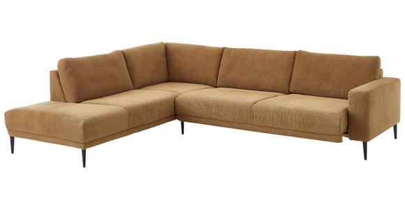 ECKSOFA Senfgelb Chenille  - Senfgelb/Schwarz, Design, Textil/Metall (254/303cm) - Dieter Knoll