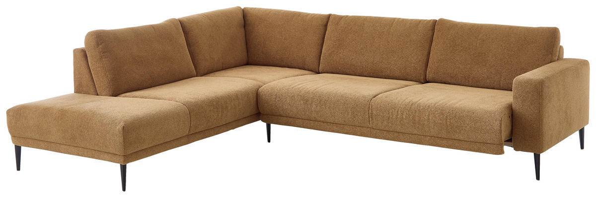 ECKSOFA in Chenille Senfgelb  - Senfgelb/Schwarz, Design, Textil/Metall (254/303cm) - Dieter Knoll