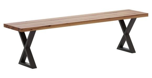 SITZBANK 180/45/40 cm  in Anthrazit, Eichefarben  - Eichefarben/Anthrazit, ROMANTIK / LANDHAUS, Holz/Metall (180/45/40cm) - Waldwelt