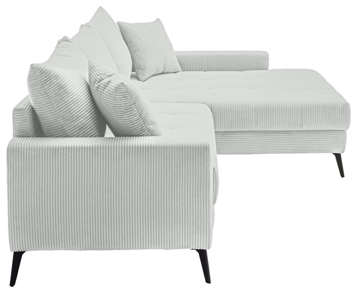 ECKSOFA Elfenbein Cord  - Elfenbein/Schwarz, KONVENTIONELL, Textil/Metall (280/173cm) - Hom`in