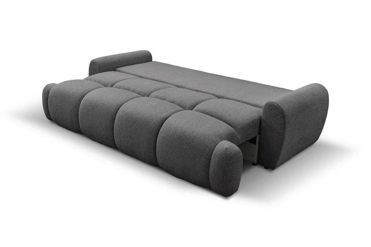 SCHLAFSOFA ALBA Struktur Dunkelgrau  inkl. Bettkasten, Schlaffunktion  - Dunkelgrau/Schwarz, Design, Holz/Textil (242/93/104cm) - MID.YOU