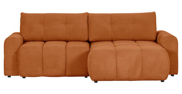 ECKSOFA Rostfarben Flachgewebe - Rostfarben/Schwarz, KONVENTIONELL, Kunststoff/Textil (256/157cm) - Carryhome
