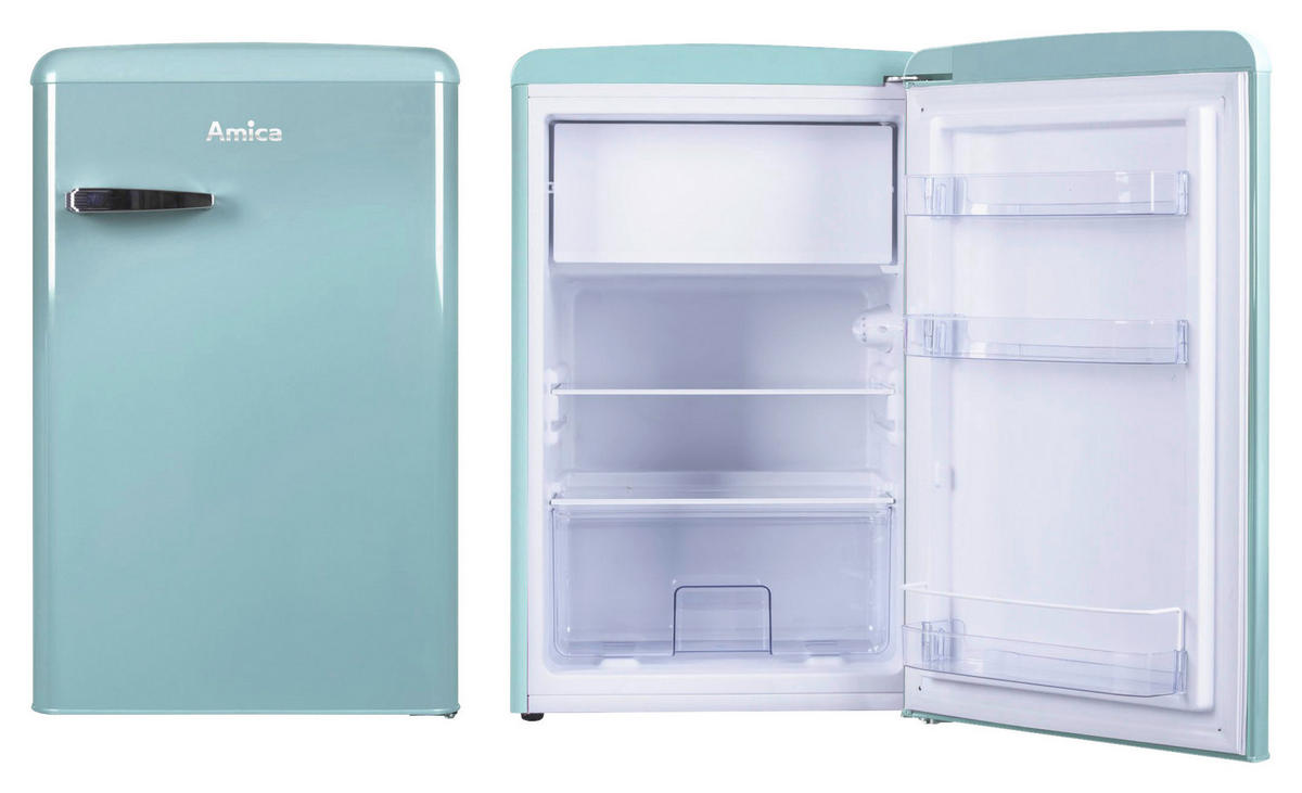 KÜHLSCHRANK 55/86/61,5 cm KS 15612 T  - Türkis, Basics, Glas/Metall (55/86/61,5cm) - Amica