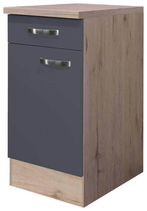 KÜCHENUNTERSCHRANK 40/85/60 cm  in Eiche San Remo, Dunkelgrau  - Edelstahlfarben/Dunkelgrau, MODERN, Holzwerkstoff/Metall (40/85/60cm) - FlexWell