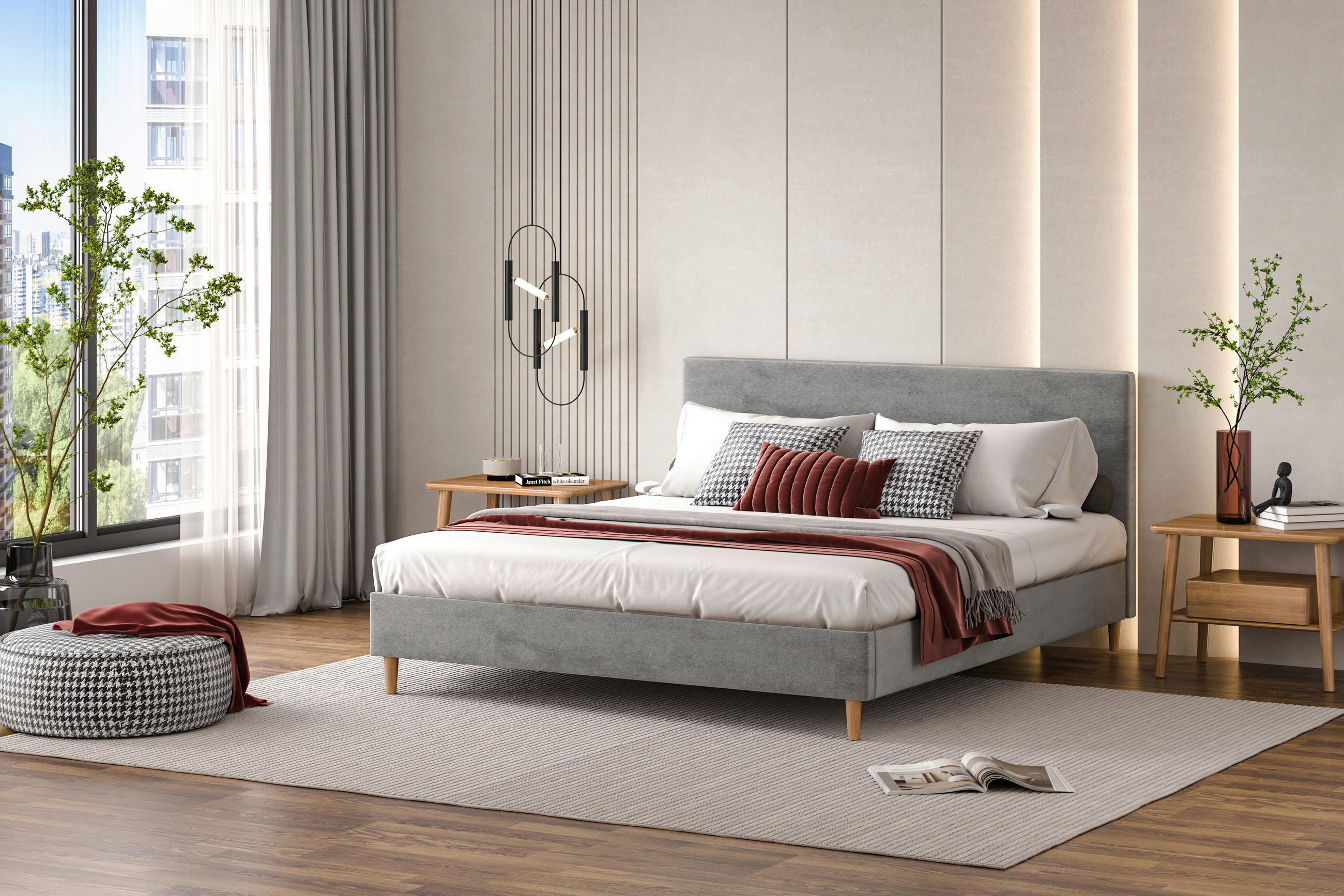 BOXBETT 160/200 cm  in Hellgrau  - Hellgrau, KONVENTIONELL, Holz/Textil (160/200cm) - Carryhome