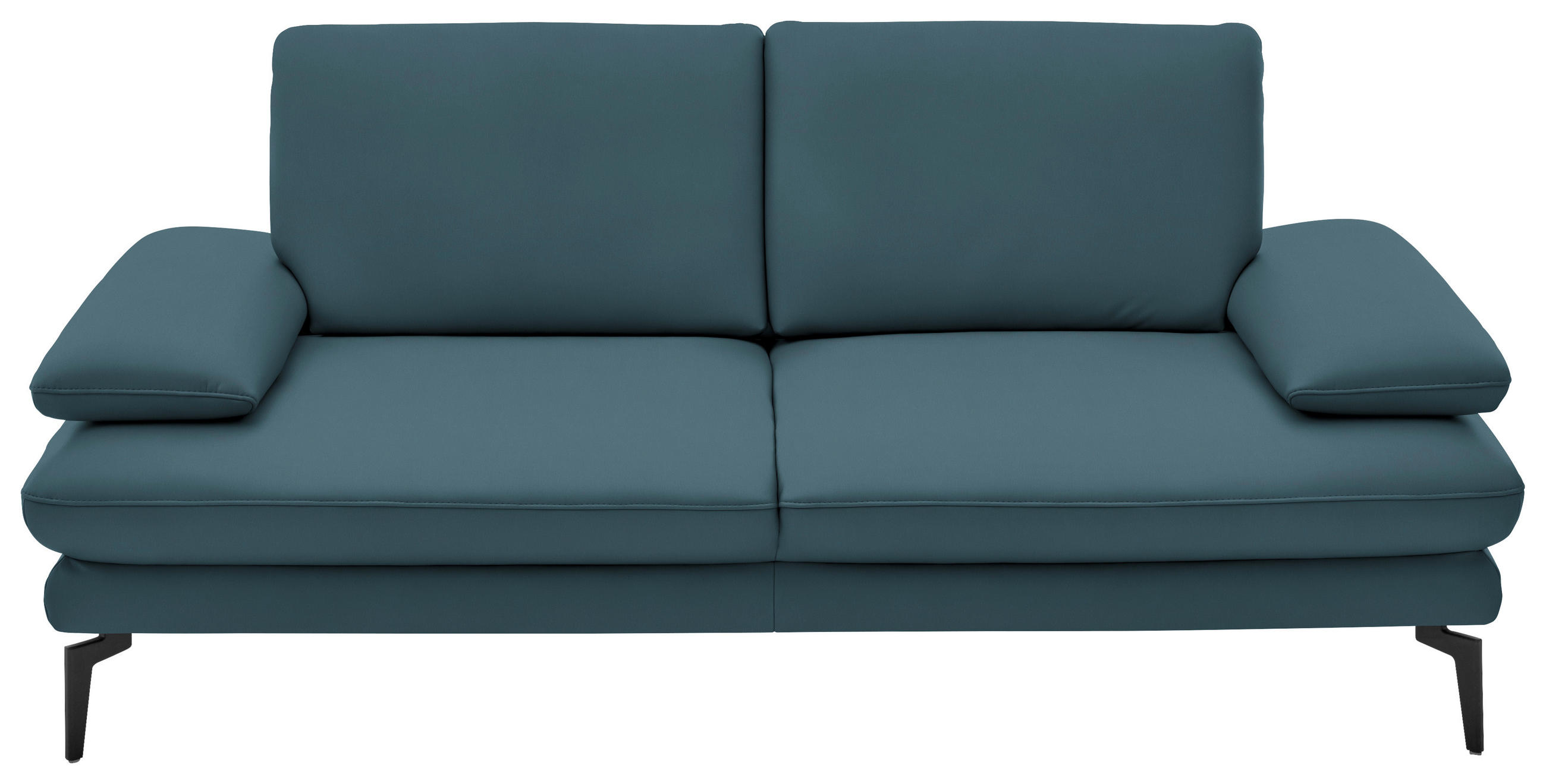 2,5-SITZER in Echtleder Blau  - Blau/Schwarz, Design, Leder/Metall (196/86/104cm) - Dieter Knoll
