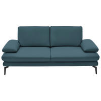 2,5-SITZER in Echtleder Blau  - Blau/Schwarz, Design, Leder/Metall (196/86/104cm) - Dieter Knoll