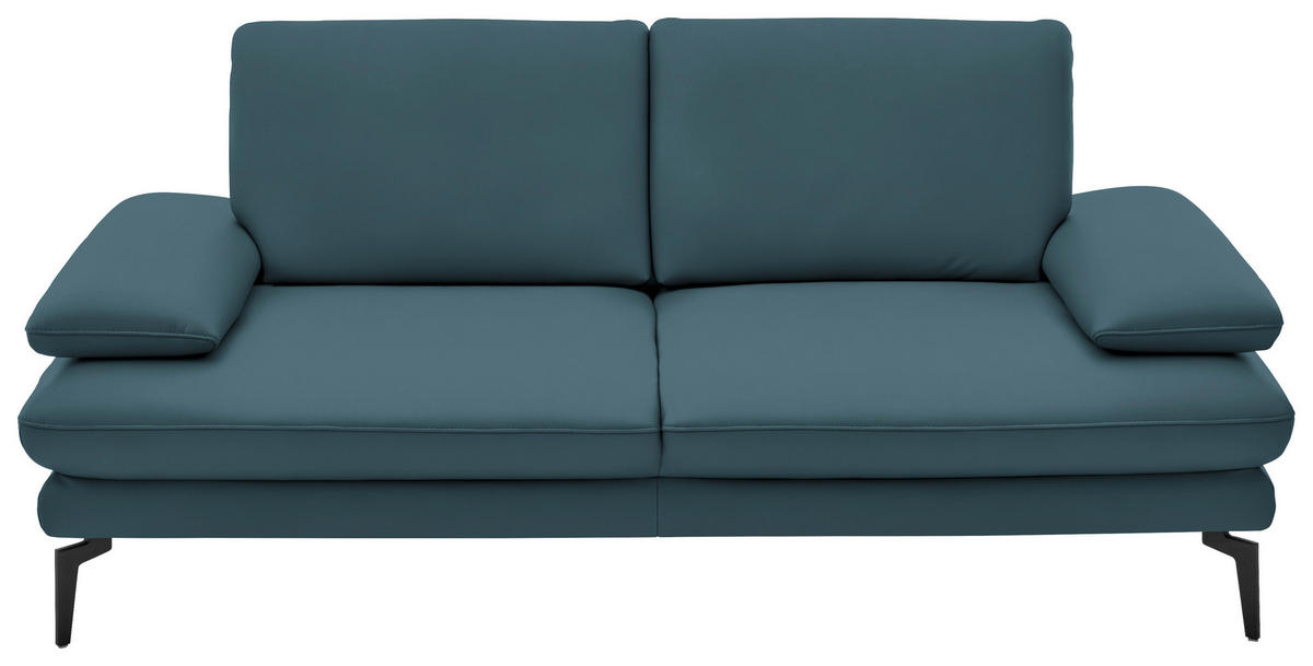 2,5-SITZER in Echtleder Blau  - Blau/Schwarz, Design, Leder/Metall (196/86/104cm) - Dieter Knoll