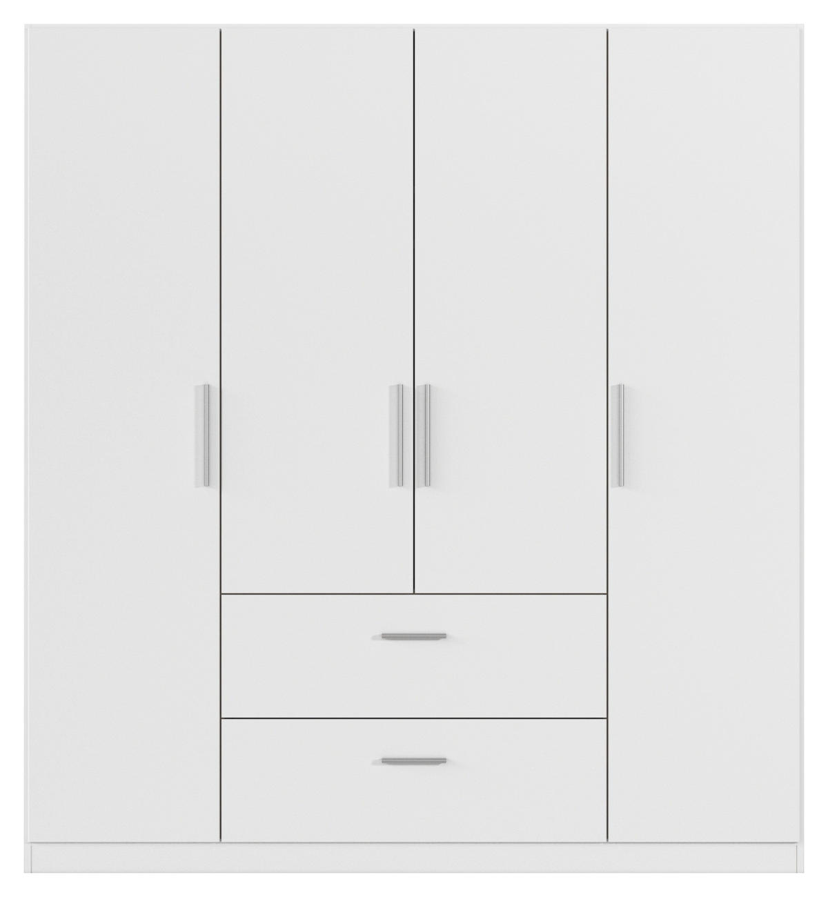 DREHTÜRENSCHRANK 181/197/54 cm,  in Weiß, 4-türig  - Alufarben/Weiß, KONVENTIONELL, Holzwerkstoff/Kunststoff (181/197/54cm) - home24