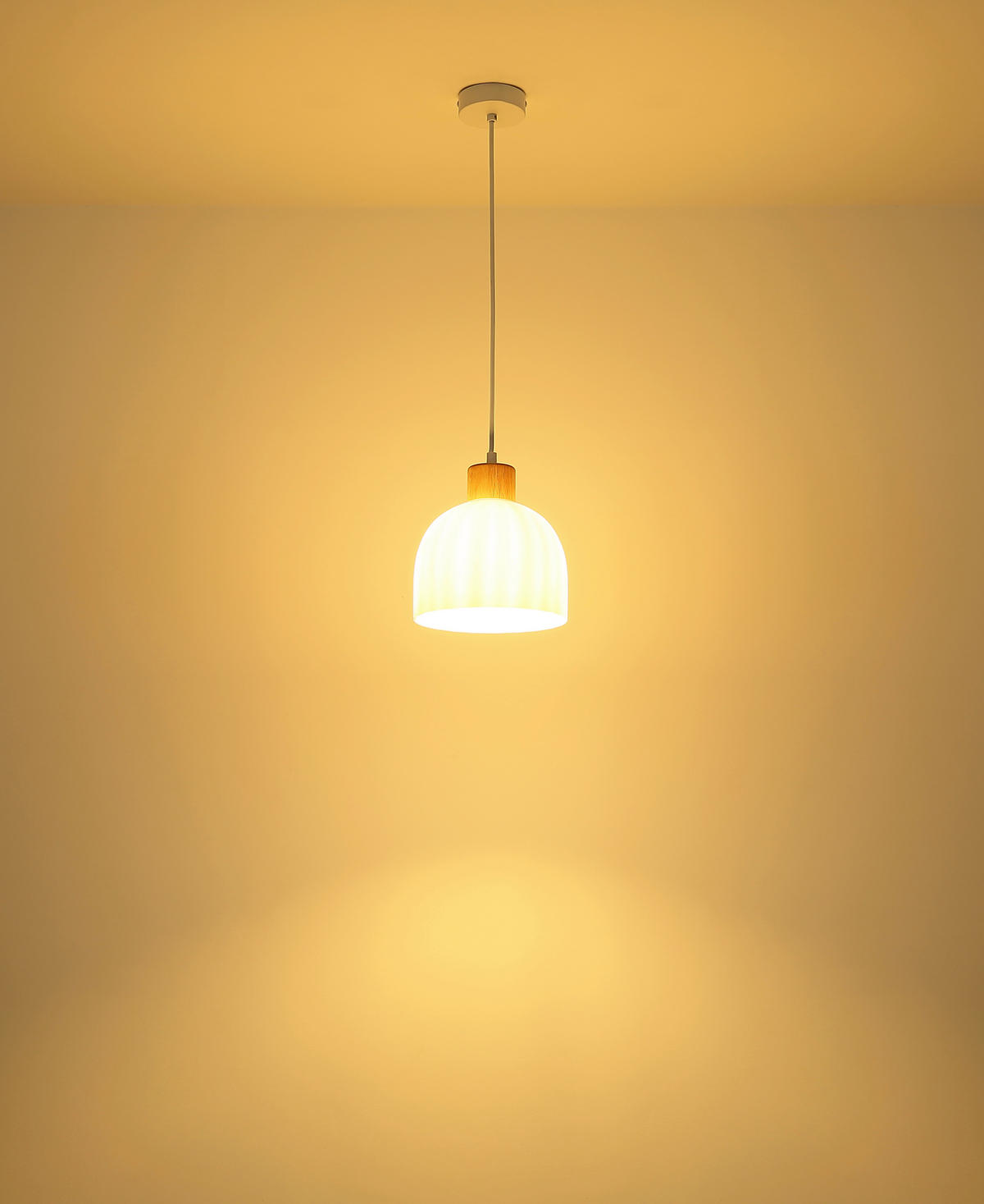 HÄNGELEUCHTE Swanson 20/120 cm  - Opal/Braun, Design, Glas/Holz (20/120cm) - Globo