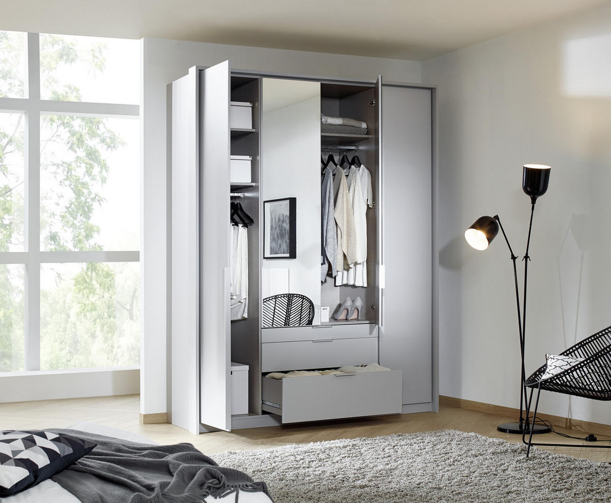 DREHTÜRENSCHRANK 181/229/54 cm 4-türig Silberfarben, Hellgrau  - Silberfarben/Hellgrau, MODERN, Holzwerkstoff (181/229/54cm) - Rauch Möbel