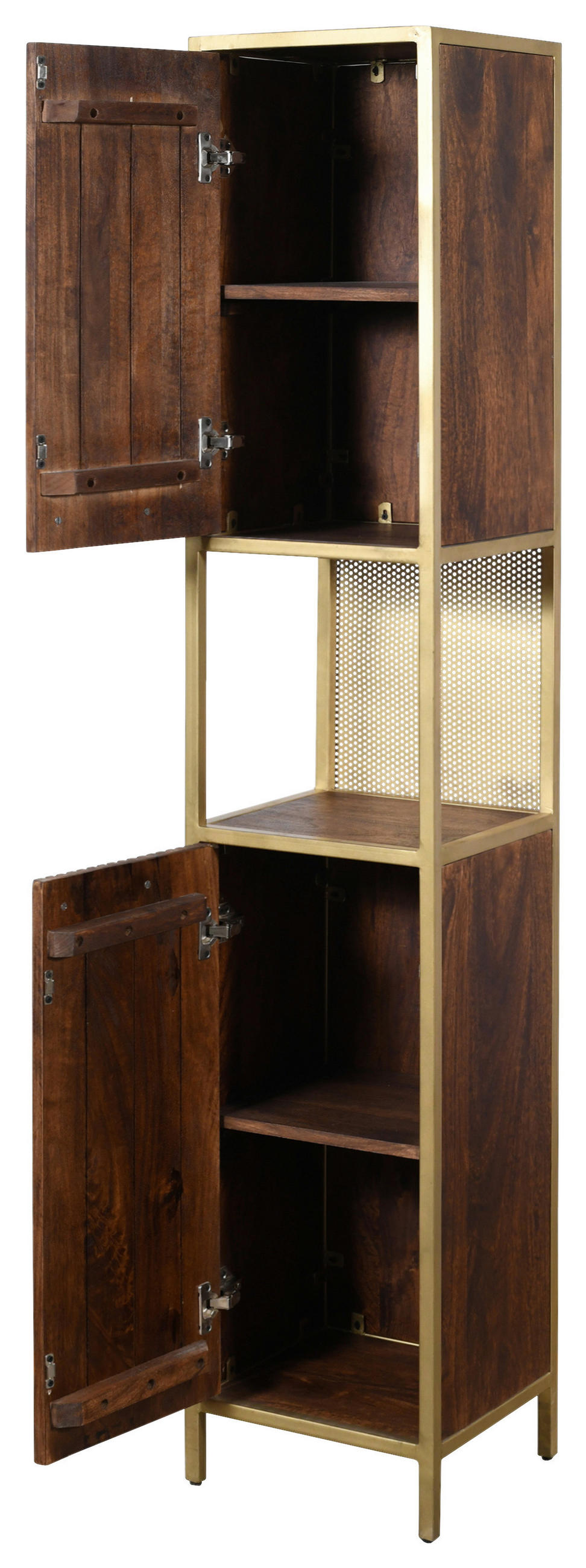 HOCHSCHRANK 35/190/40 cm  - Dunkelbraun/Goldfarben, MODERN, Holz/Metall (35/190/40cm) - Livetastic