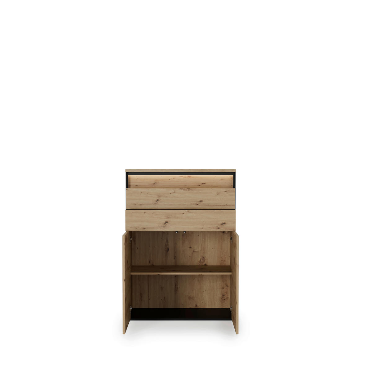 HIGHBOARD EDRA OFFICE 88/123/38 cm 2 Schublade(n)  - Schwarz/Eiche Artisan, KONVENTIONELL, Holzwerkstoff/Kunststoff (88/123/38cm) - Hom`in