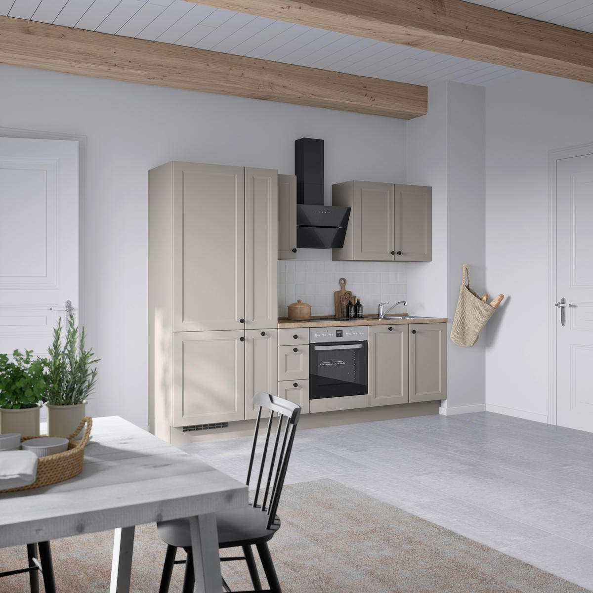 KÜCHENLEERBLOCK 270 cm   in Grau, Eiche dunkel  - Eiche dunkel/Schwarz, MODERN, Holzwerkstoff/Metall (270cm) - Nobilia