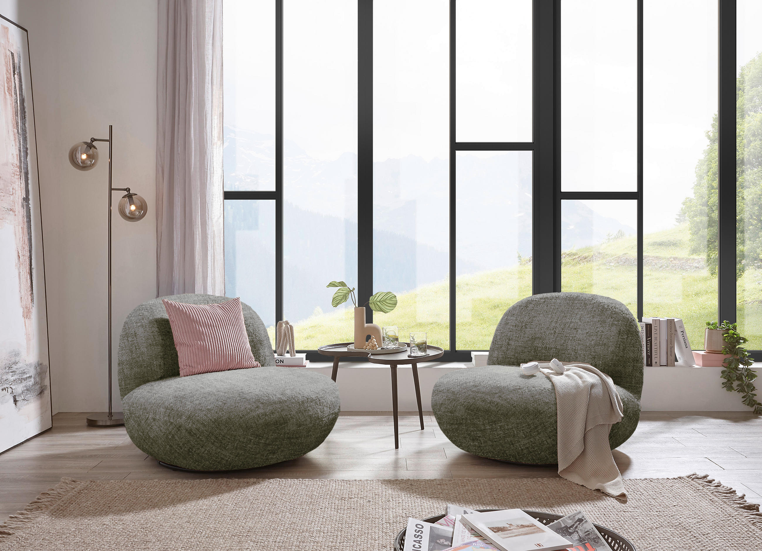 SESSEL in Webstoff Grau  - Schwarz/Grau, Modern, Textil/Metall (85/70/99cm) - MID.YOU