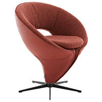 STUHL  Beinauswahl, Lederauswahl, Stoffauswahl, Typenauswahl, Sitzfläche 360° drehbar Flachgewebe Echtleder  - Schwarz/Orange, Design, Leder/Textil (70/82/63cm) - Koinor