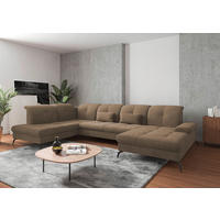 WOHNLANDSCHAFT in Flachgewebe Hellbraun  - Hellbraun/Schwarz, Konventionell, Textil/Metall (231/357/185cm) - Sit & More