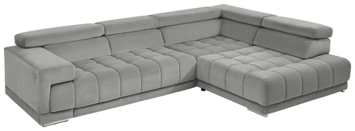 SAROKKANAPÉ textil ezüstszínű, világosszürke  - világosszürke/krómszínű, Design, textil/fém (326/222cm) - Beldomo Speed