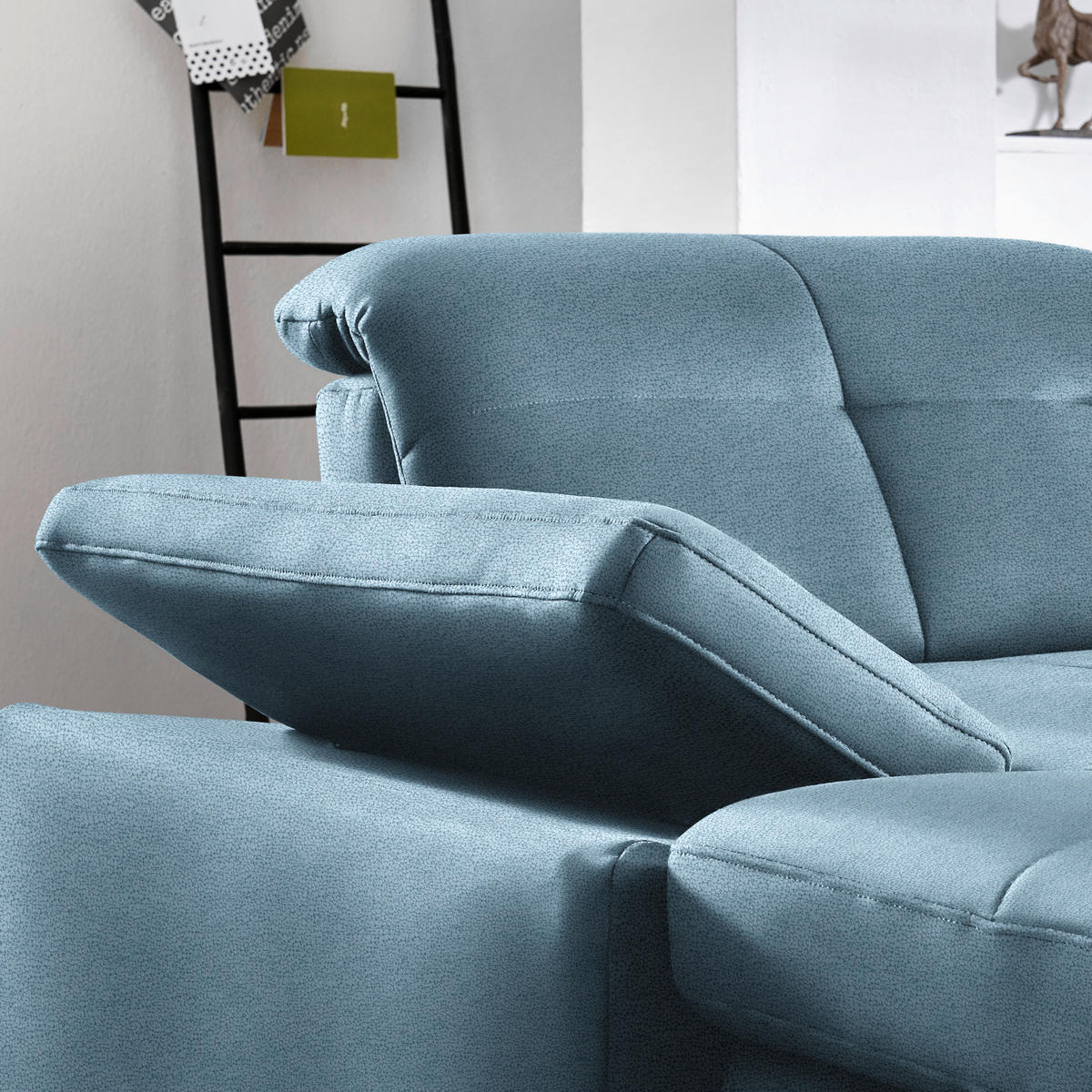 WOHNLANDSCHAFT Mikrofaser Hellblau  - Chromfarben/Hellblau, Design, Textil (195/371/260cm) - Beldomo Style