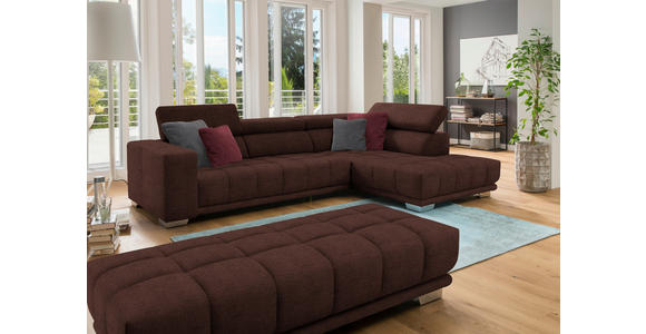 ECKSOFA in Chenille Rotbraun  - Chromfarben/Rotbraun, Design, Textil (301/207cm) - Xora