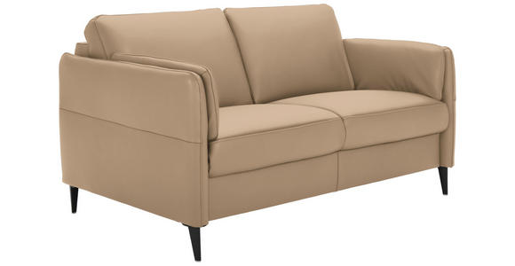 2,5-SITZER Latina in Echtleder Hellbraun   - Hellbraun/Schwarz, Design, Leder/Metall (164/84/99cm) - Dieter Knoll