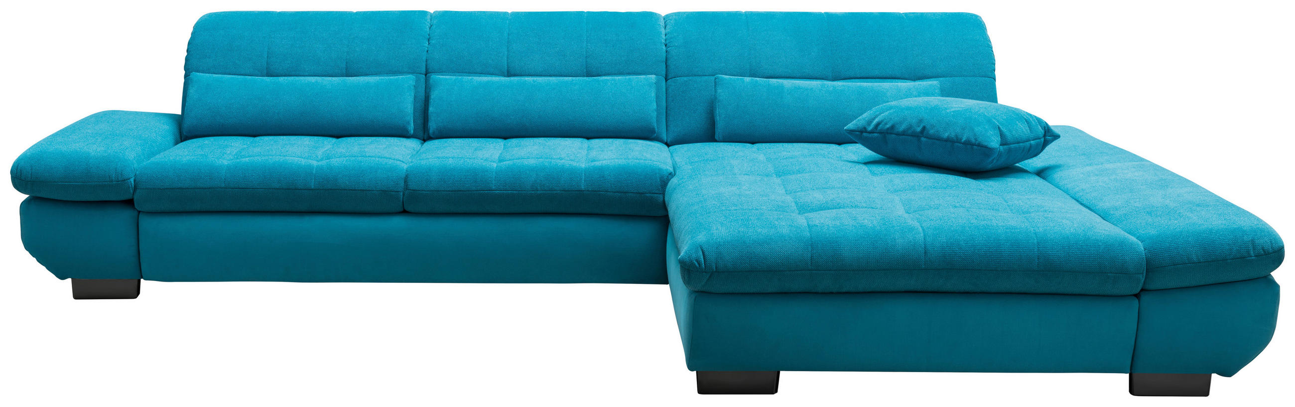 ECKSOFA in Mikrofaser Türkis  - Türkis/Schwarz, Design, Textil/Metall (341/204cm) - Xora