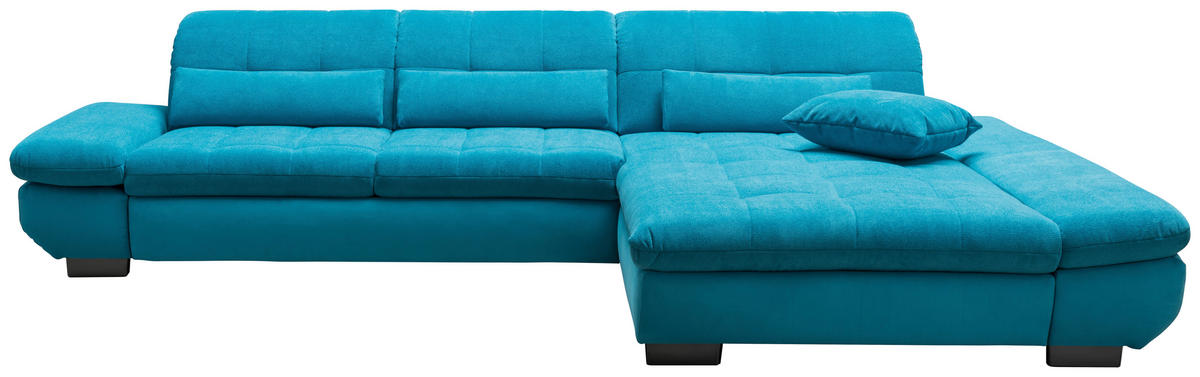 ECKSOFA Mikrofaser Türkis  - Türkis/Schwarz, Design, Textil/Metall (341/204cm) - Xora