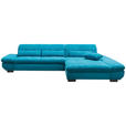 ECKSOFA in Mikrofaser Türkis  341/204 cm  - Türkis/Schwarz, Design, Textil/Metall (341/204cm) - Xora