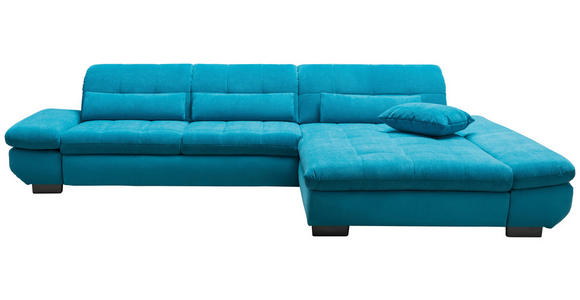 ECKSOFA in Mikrofaser Türkis  341/204 cm  - Türkis/Schwarz, Design, Textil/Metall (341/204cm) - Xora