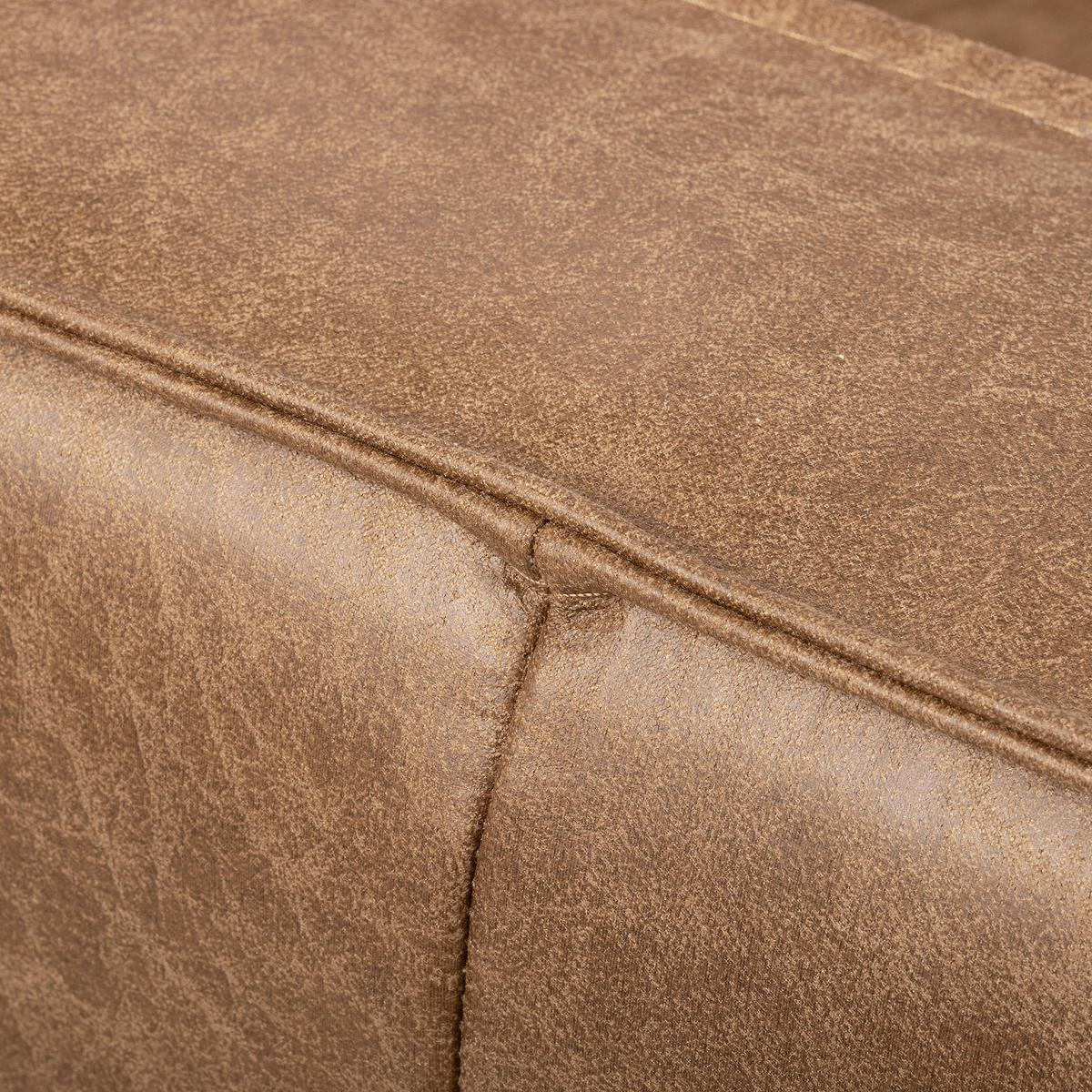 2,5-SITZER Beige Echtleder Lederlook  - Beige/Schwarz, Design, Leder/Textil (168/85/92cm) - Livetastic