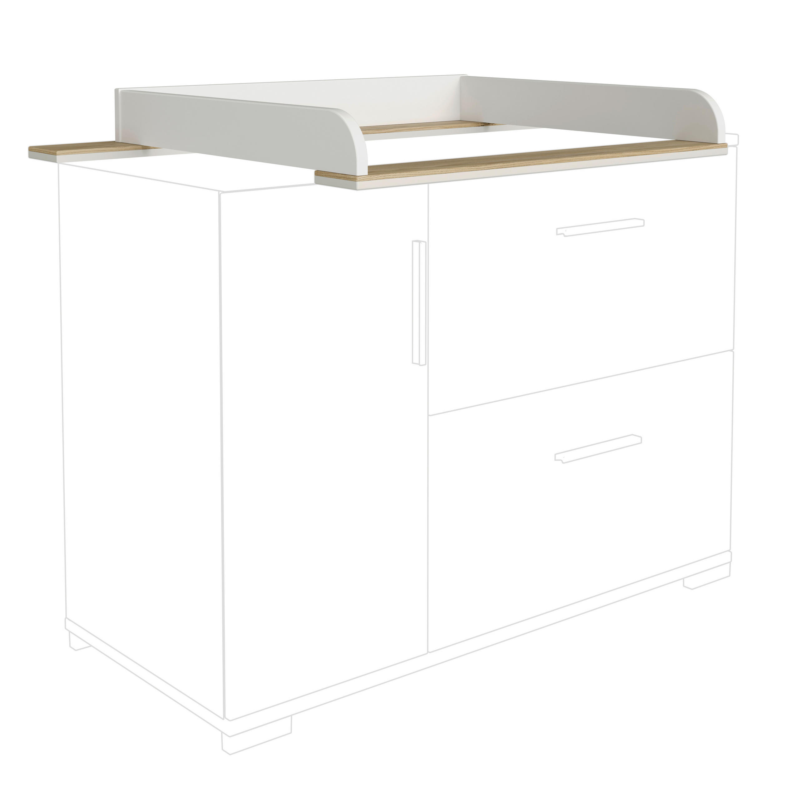 Paidi Wickelaufsatz Enie Weiß, Eiche 123.50x12.50x78.40 cm