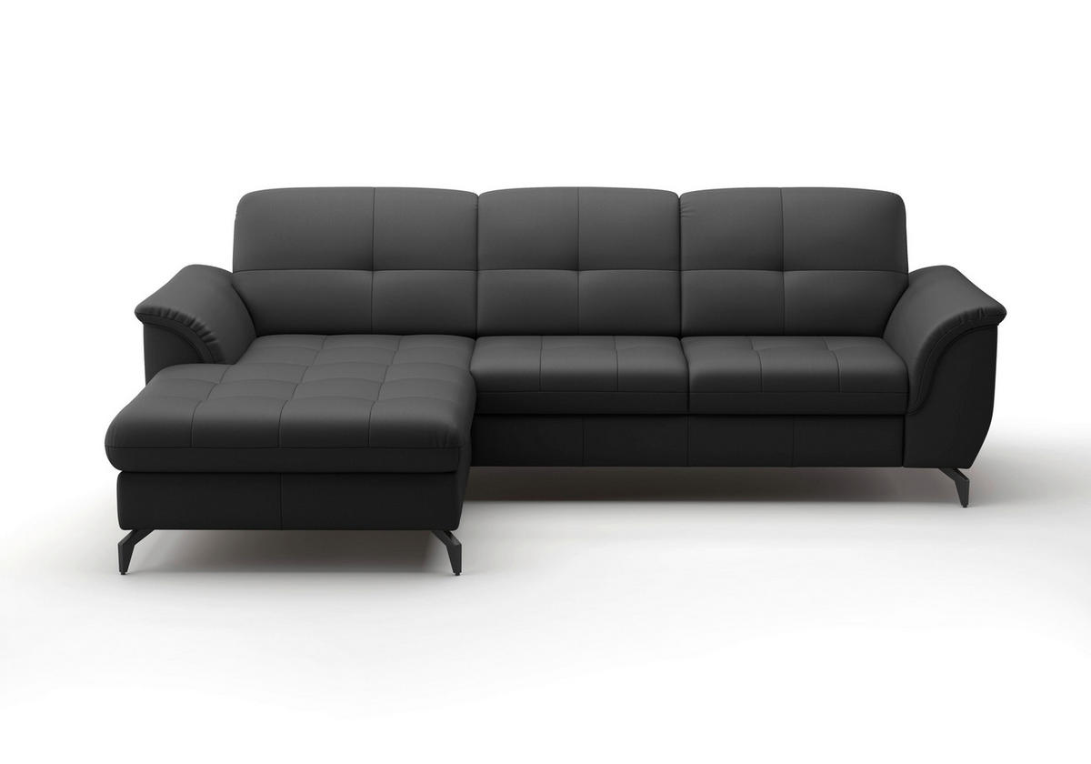ECKSOFA in Echtleder Schwarz  164/262 cm  - Schwarz, MODERN, Leder/Metall (164/262cm) - Sit & More