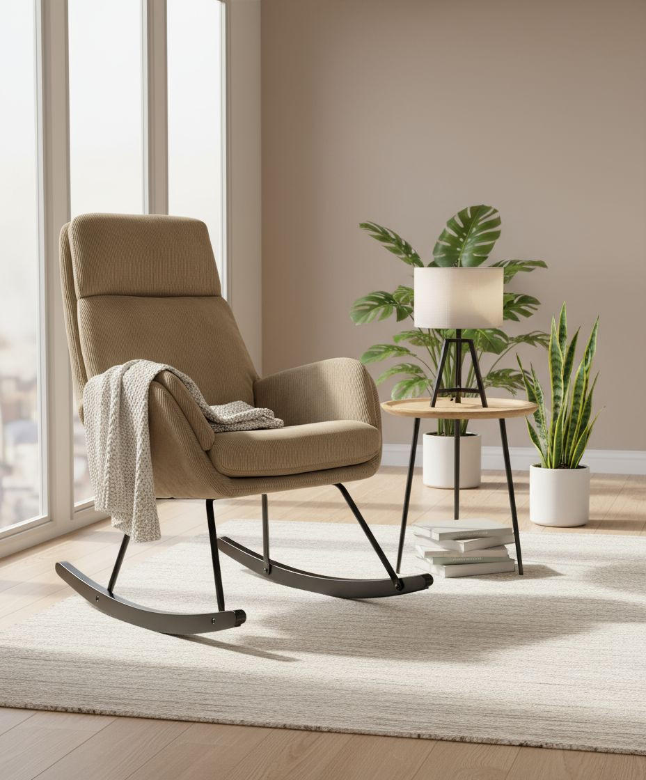 SCHAUKELSESSEL in Cord Braun, Schwarz  - Schwarz/Braun, Design, Holz/Textil (70/105/87cm) - Livetastic