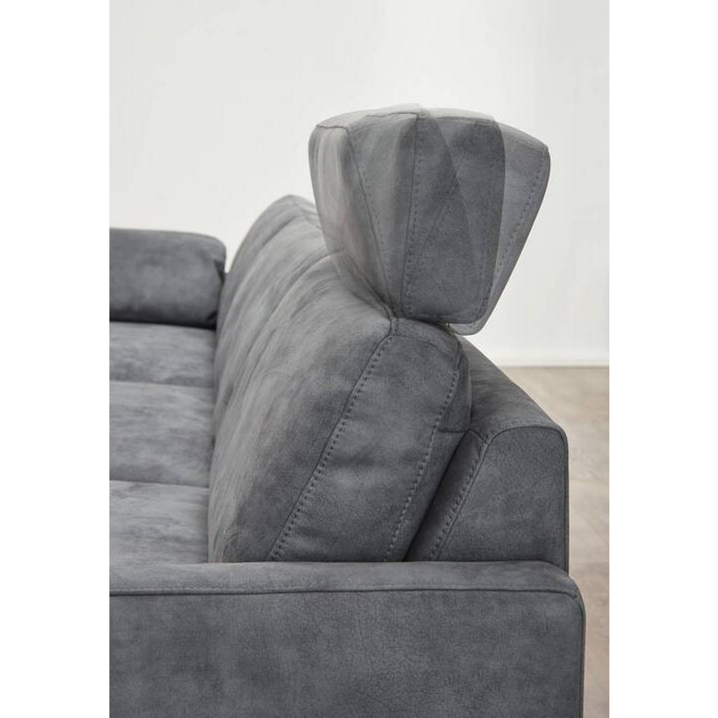 Thumbnail - Chilliano Ecksofa, Grau, Textil, 3-Sitzer, Ottomane links, nicht einzeln stellbar, L-Form, 296x176 cm, Goldenes M, Emas,...