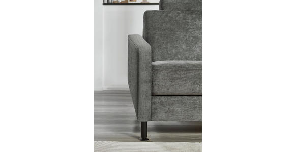 ECKSOFA in Chenille, Flachgewebe Dunkelgrau 316/175 cm - Dunkelgrau/Schwarz, Design, Textil/Metall (316/175cm) - Dieter Knoll