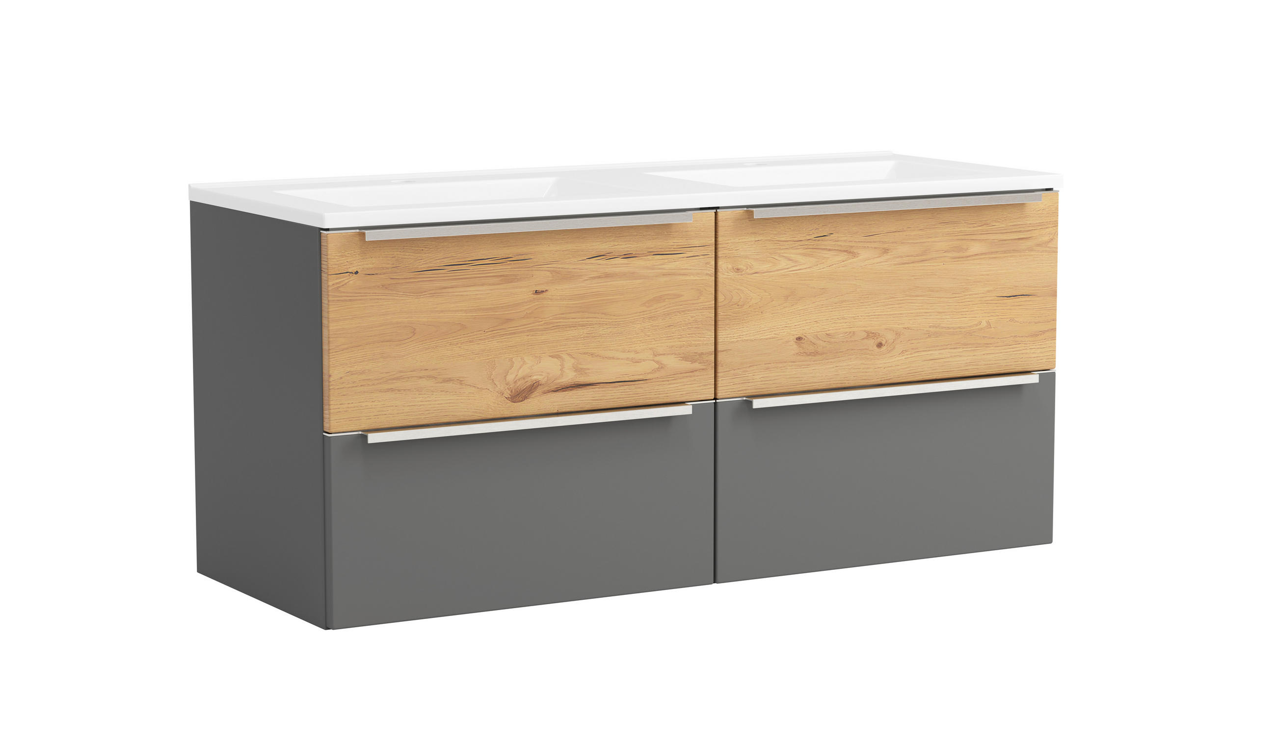 WASCHTISCHKOMBI  - Wildeiche/Edelstahlfarben, Trend, Holzwerkstoff/Stein (120/54/47cm) - Held