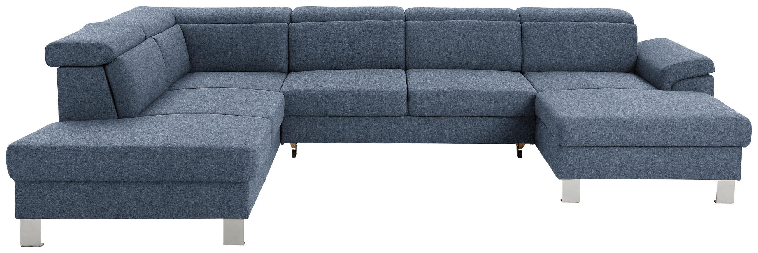 WOHNLANDSCHAFT in Webstoff Blau  - Blau/Silberfarben, Design, Textil/Metall (226/320/168cm) - Xora
