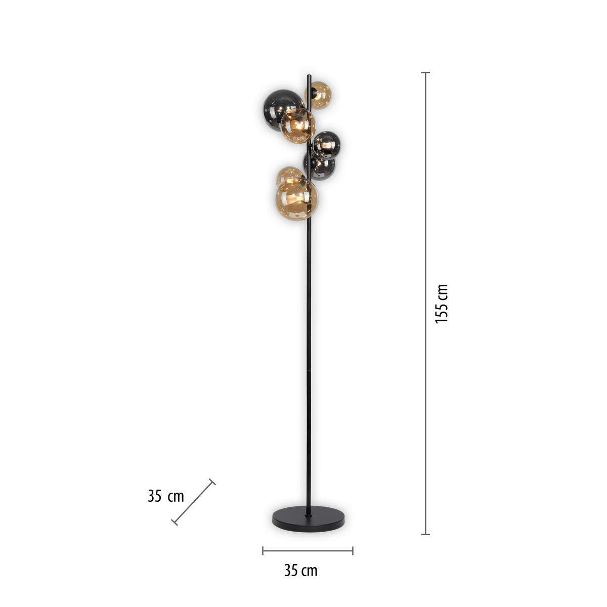 STOJACIA LED LAMPA, 35/35/155 cm - čierna, Trend, kov/plast (35/35/155cm)