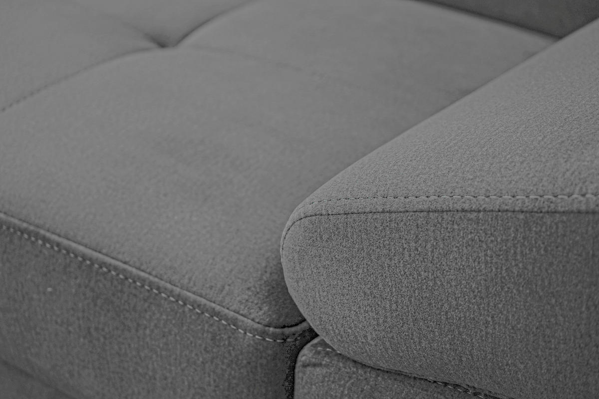 ECKSOFA Grau Webstoff Bettkasten, Schlaffunktion, Rücken echt, Armteilverstellung, Kopfteilverstellung  - Chromfarben/Grau, MODERN, Textil/Metall (205/278cm) - Stylife