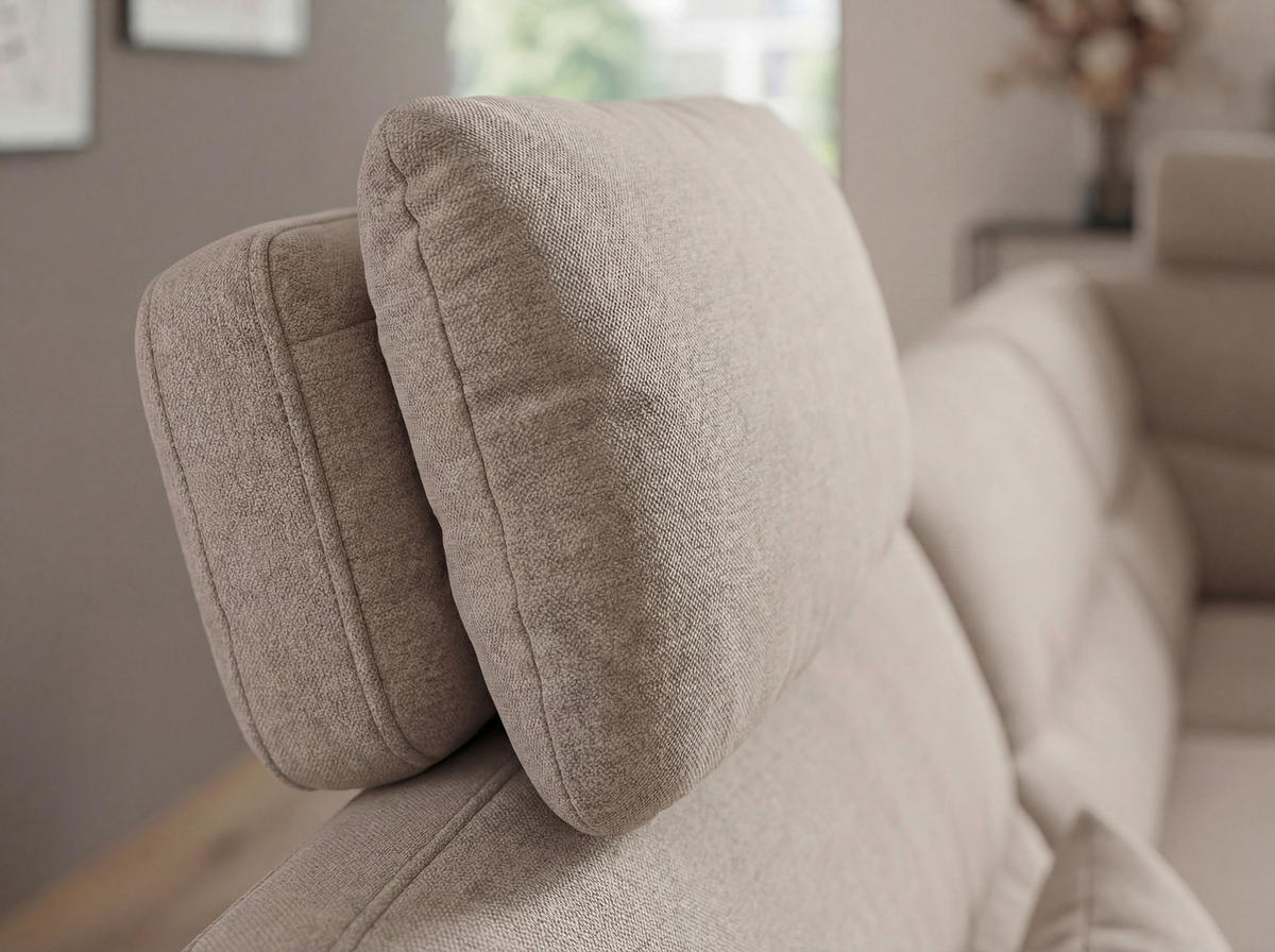 ECKSOFA Sandfarben Webstoff  - Sandfarben/Schwarz, KONVENTIONELL, Textil/Metall (263/201cm) - Pure Home Comfort