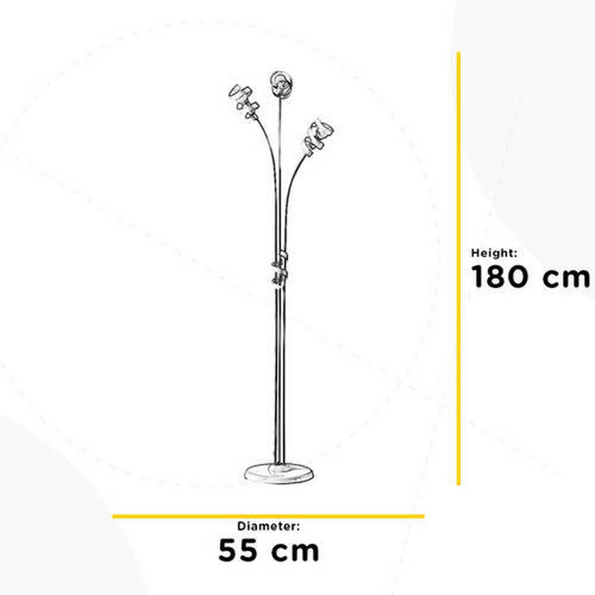 STOJACÍ LAMPA, 55/190 cm  - bílá, Design, kov (55/190cm)